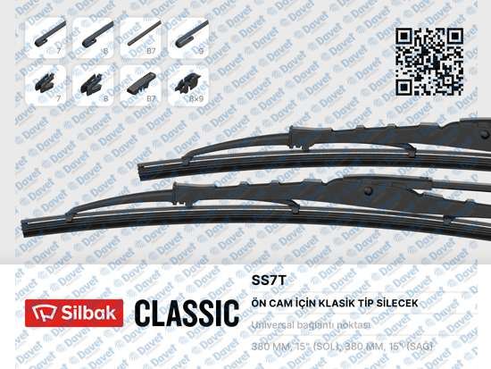 SILBAK SS7T Silecek Supurgesi 380mm R12-M131-Tm30-1340- Dogan-Kartal-Sahin